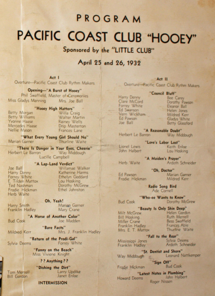 Little Club 1932 Hooey program